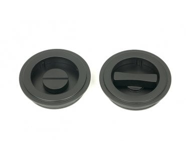 From The Anvil Matt Black 60mm Art Deco Round Pull - Privacy Set