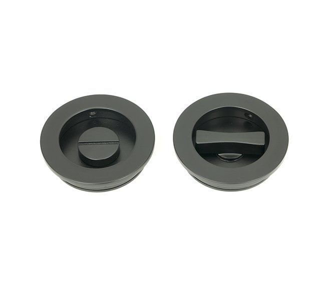 From The Anvil Matt Black 60mm Plain Round Pull - Privacy Set