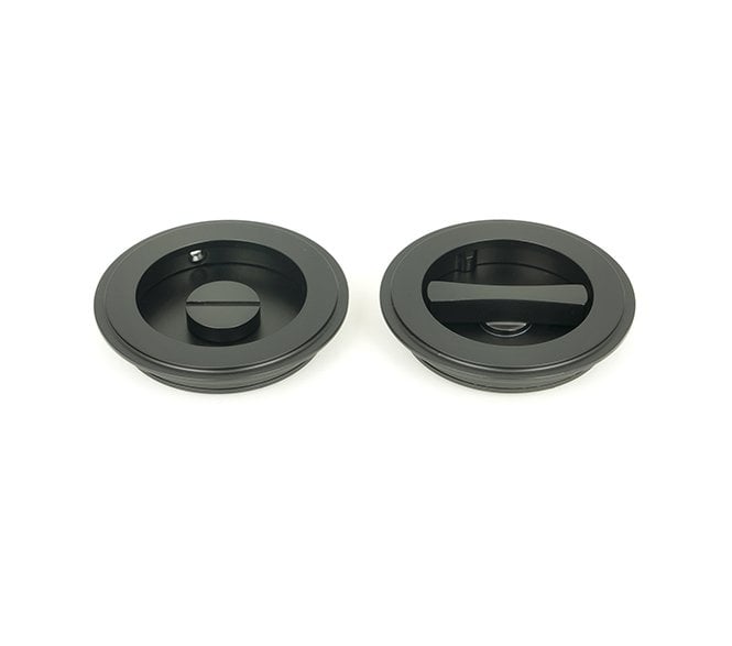 From The Anvil Matt Black 75mm Art Deco Round Pull - Privacy Set