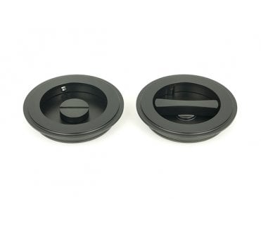 From The Anvil Matt Black 75mm Art Deco Round Pull - Privacy Set