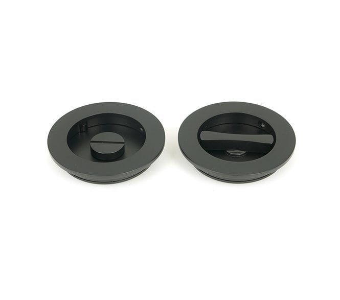 From The Anvil Matt Black 75mm Plain Round Pull - Privacy Set