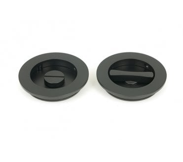 From The Anvil Matt Black 75mm Plain Round Pull - Privacy Set