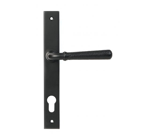 From The Anvil Matt Black Hammered Newbury Slimline Espag. Lock Set