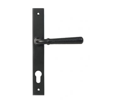 From The Anvil Matt Black Hammered Newbury Slimline Espag. Lock Set