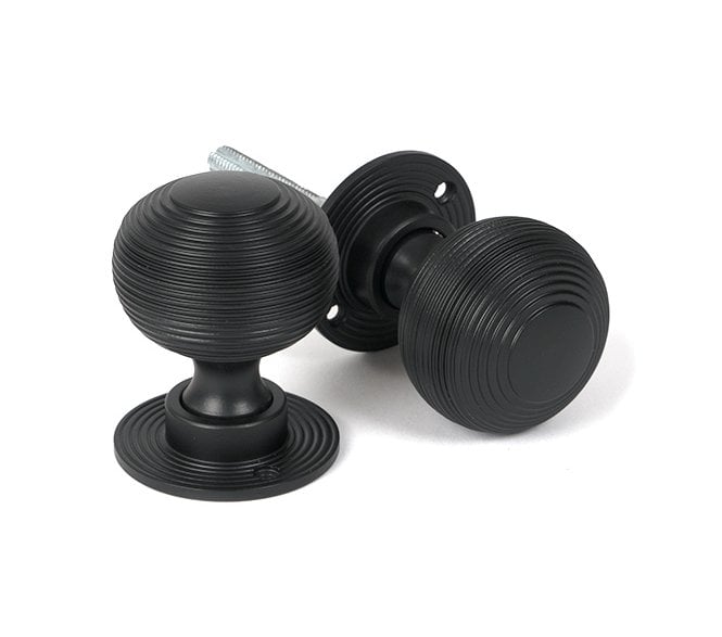 From The Anvil Matt Black Heavy Beehive Mortice/Rim Knob Set