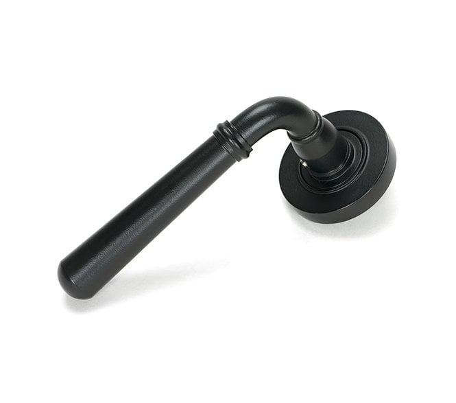 From The Anvil Matt Black Newbury Lever on Rose Set (Plain) - Unsprung