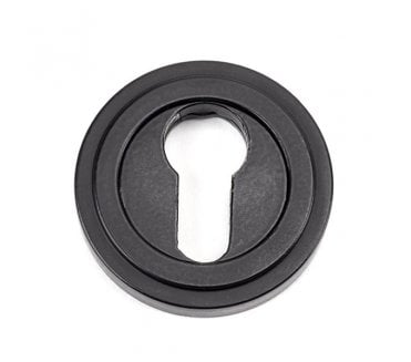 From The Anvil Matt Black Round Euro Escutcheon (Art Deco)