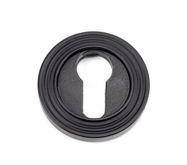 From The Anvil Matt Black Round Euro Escutcheon (Beehive)