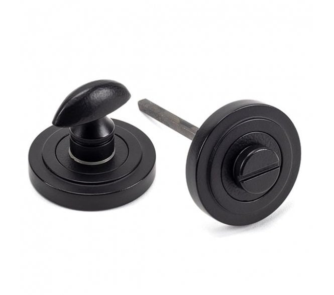 From The Anvil Matt Black Round Thumbturn Set (Art Deco)