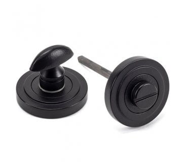 From The Anvil Matt Black Round Thumbturn Set (Art Deco)