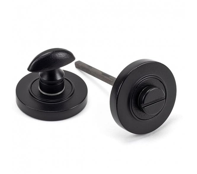 From The Anvil Matt Black Round Thumbturn Set (Plain)