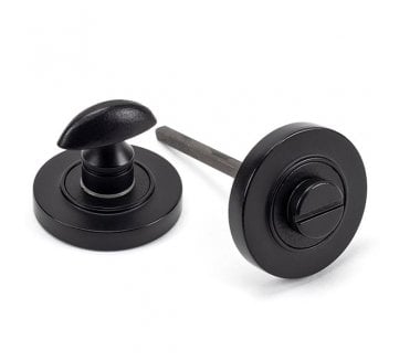 From The Anvil Matt Black Round Thumbturn Set (Plain)