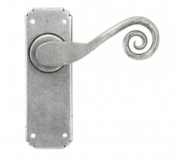 From The Anvil Monkeytail Door Handles On Backplate - Pewter