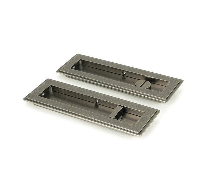 From The Anvil Pewter 175mm Art Deco Rectangular Pull - Privacy Set