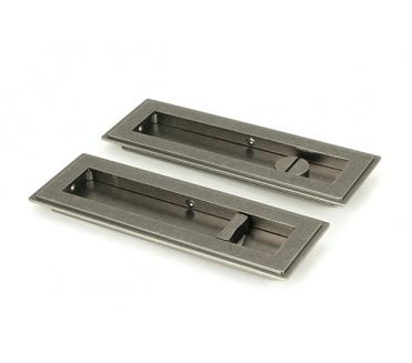 From The Anvil Pewter 175mm Art Deco Rectangular Pull - Privacy Set