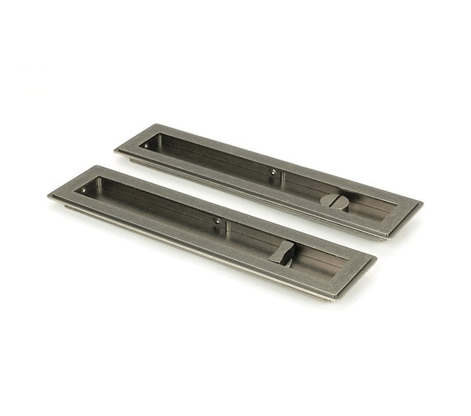From The Anvil Pewter 250mm Art Deco Rectangular Pull - Privacy Set
