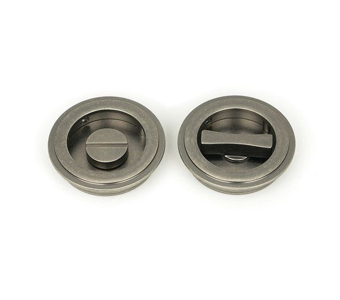 From The Anvil Pewter 60mm Art Deco Round Pull - Privacy Set