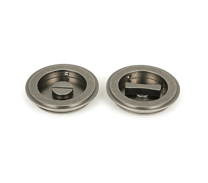 From The Anvil Pewter 75mm Art Deco Round Pull - Privacy Set