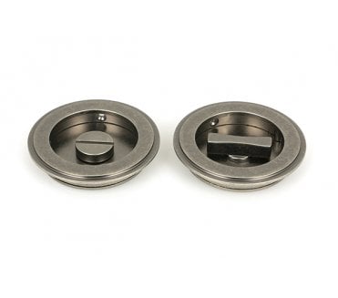From The Anvil Pewter 75mm Art Deco Round Pull - Privacy Set