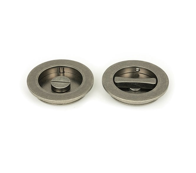 From The Anvil Pewter 75mm Plain Round Pull - Privacy Set