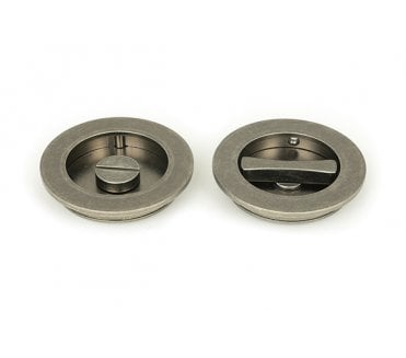 From The Anvil Pewter 75mm Plain Round Pull - Privacy Set