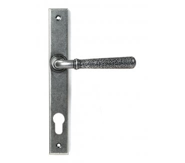 From The Anvil Pewter Hammered Newbury Slimline Espag. Lock Set
