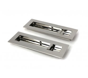 From The Anvil Plain Rectangular Sliding Bathroom Flush Pull Set (Grade 316) - Polished Stainless Steel