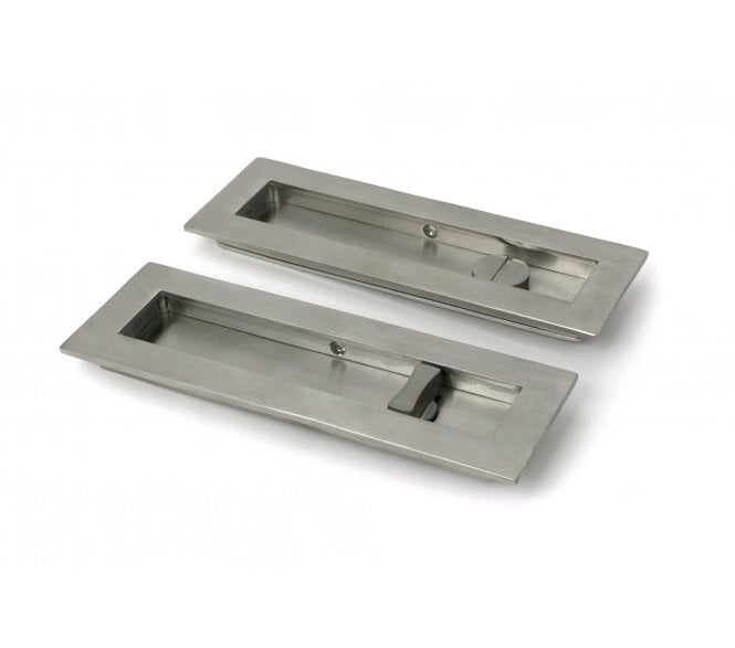 From The Anvil Plain Rectangular Sliding Bathroom Flush Pull Set (Grade 316) - Satin Stainless Steel