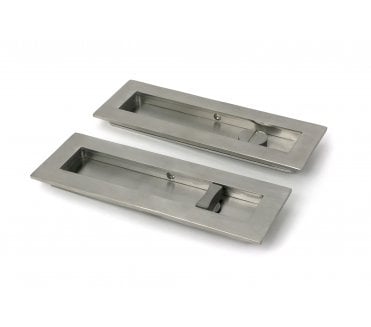 From The Anvil Plain Rectangular Sliding Bathroom Flush Pull Set (Grade 316) - Satin Stainless Steel