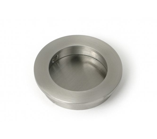 From The Anvil Plain Round Flush Pull (Grade 316) - Satin Stainless Steel