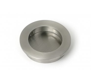 From The Anvil Plain Round Flush Pull (Grade 316) - Satin Stainless Steel