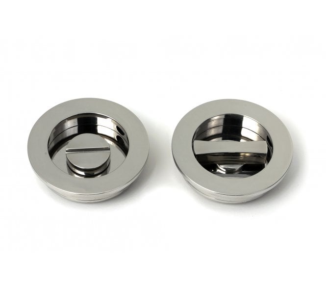 From The Anvil Plain Round Sliding Bathroom Flush Pull Set (Grade 316) - Polished Stainless Steel