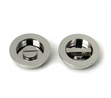 From The Anvil Plain Round Sliding Bathroom Flush Pull Set (Grade 316) - Polished Stainless Steel
