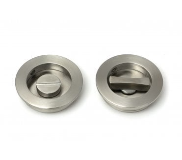 From The Anvil Plain Round Sliding Bathroom Flush Pull Set (Grade 316) - Satin Stainless Steel