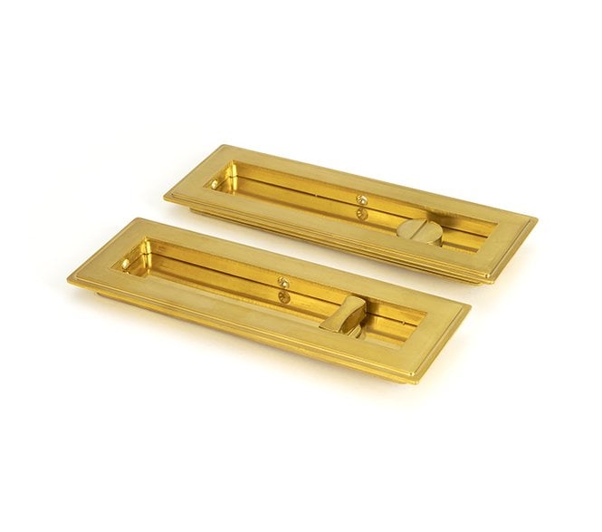 From The Anvil Polished Brass 175mm Art Deco Rectangular Pull - Privacy Set