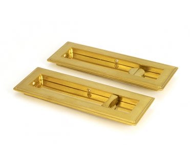 From The Anvil Polished Brass 175mm Art Deco Rectangular Pull - Privacy Set