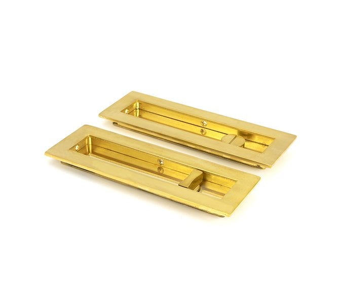 From The Anvil Polished Brass 175mm Plain Rectangular Pull - Privacy Set