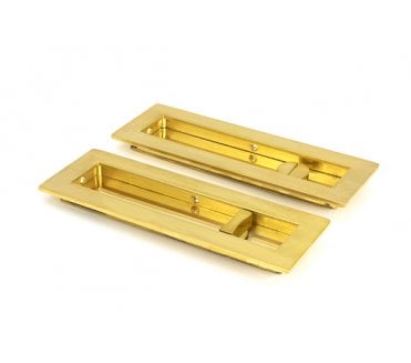 From The Anvil Polished Brass 175mm Plain Rectangular Pull - Privacy Set