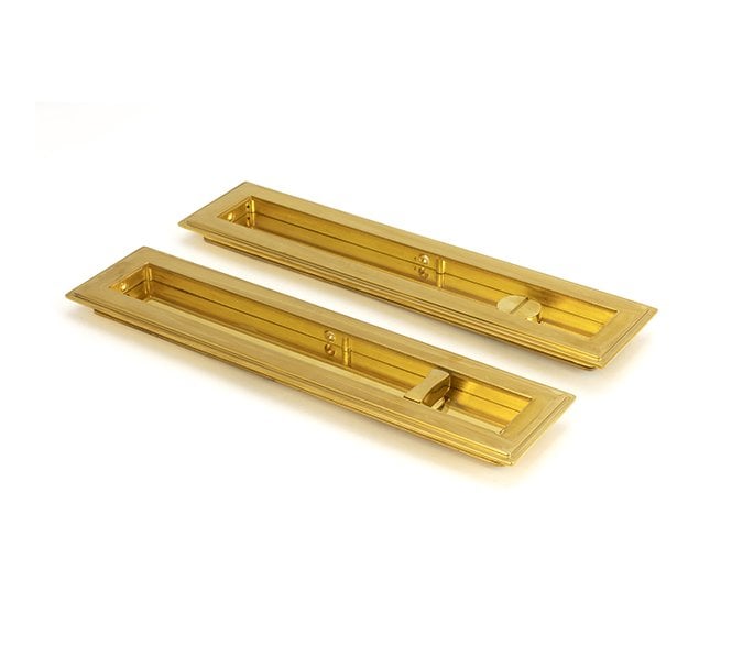 From The Anvil Polished Brass 250mm Art Deco Rectangular Pull - Privacy Set