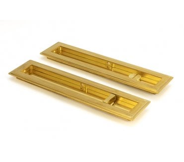 From The Anvil Polished Brass 250mm Art Deco Rectangular Pull - Privacy Set