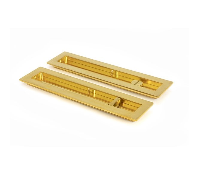 From The Anvil Polished Brass 250mm Plain Rectangular Pull - Privacy Set