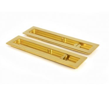 From The Anvil Polished Brass 250mm Plain Rectangular Pull - Privacy Set