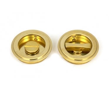 From The Anvil Polished Brass 60mm Art Deco Round Pull - Privacy Set