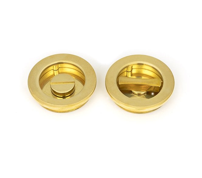 From The Anvil Polished Brass 60mm Plain Round Pull - Privacy Set