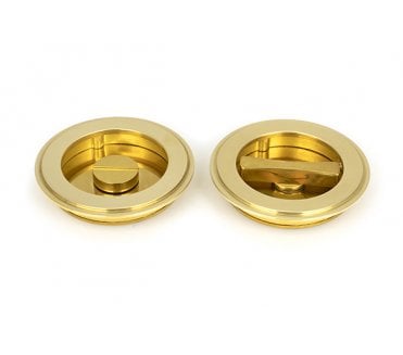 From The Anvil Polished Brass 75mm Art Deco Round Pull - Privacy Set