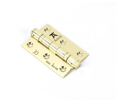 From The Anvil Polished Brass 75mm Ball Bearing Butt Hinge (Pair)