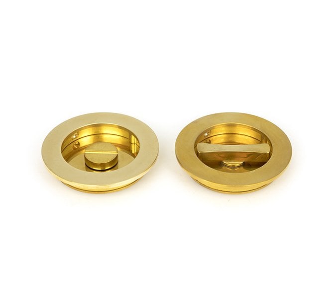 From The Anvil Polished Brass 75mm Plain Round Pull - Privacy Set