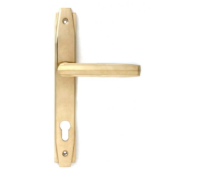 From The Anvil Polished Brass Art Deco Slimline Lever Espag. Lock Set