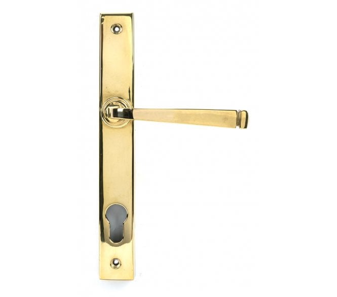 From The Anvil Polished Brass Avon Slimline Lever Espag. Lock Set