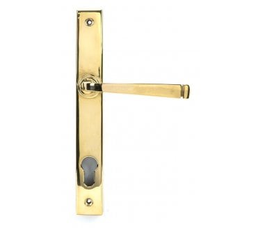 From The Anvil Polished Brass Avon Slimline Lever Espag. Lock Set